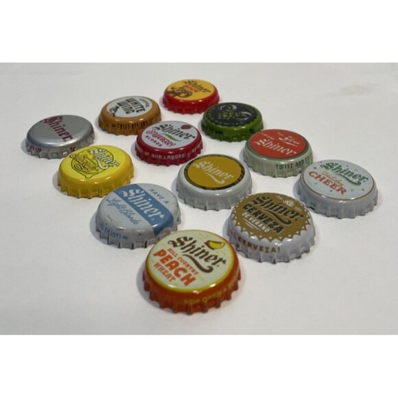 Lot of 12 Different Shiner Bock Texas Beer Bottle Caps Twist Top Lid - Picture 3 of 9